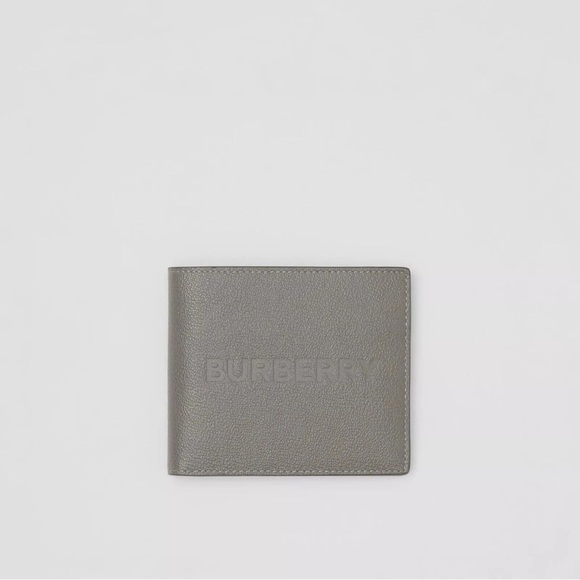 Burberry Other - Burberry, Embossed Logo Leather International Bifold Charcoal Grey Men's Wallet